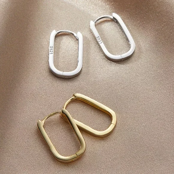 NEW 925 STERLING SILVER SQUARE HOOPS EARRINGS, WONDERFUL EARRINGS, WOW EARRINGS - Picture 4 of 4